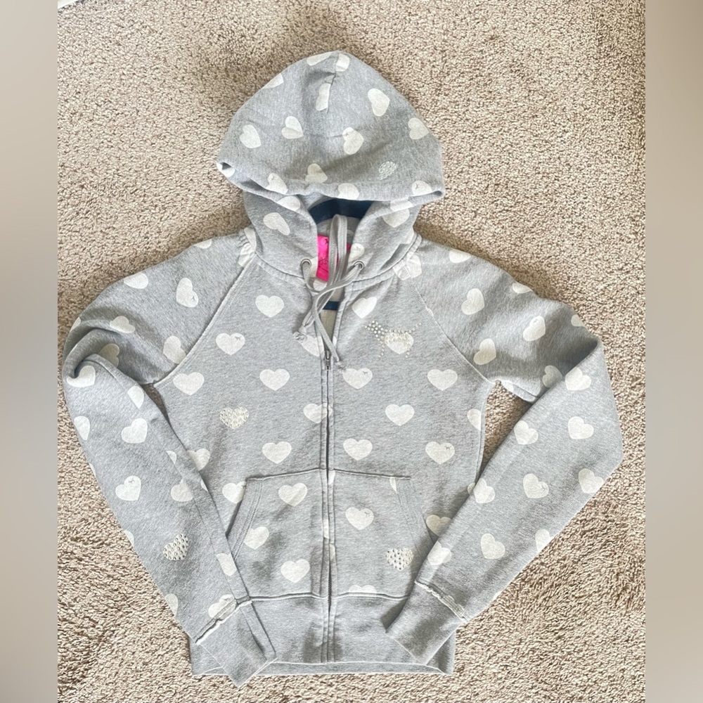 VS PINK COLLECTABLE RARE HTF VINTAGE FULL ZIP BLING HOODIE sz. XS